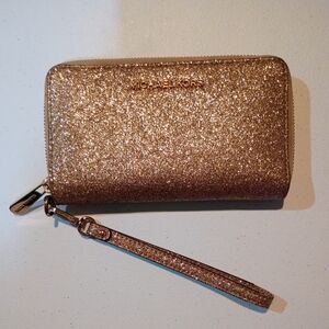 Michael Kors Sparkly Pink & Rose Gold Wristlet